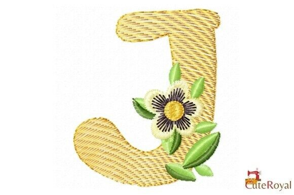 Floral Letter J – Monogram: A Seasonal Embroidery Gem