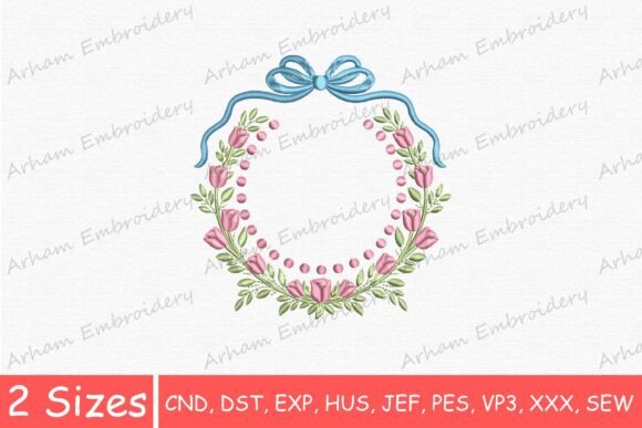 Floral Wreath with Bow Monogram Frame Review for Real Embroidery Projects