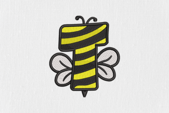Letter T Bee Monograms: A Seasonal Embroidery Gem