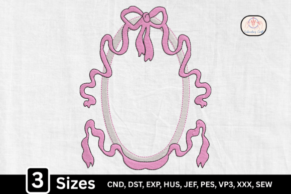 Pink Cute Ribbon Monogram Bow Frame: A Seasonal Embroidery Gem