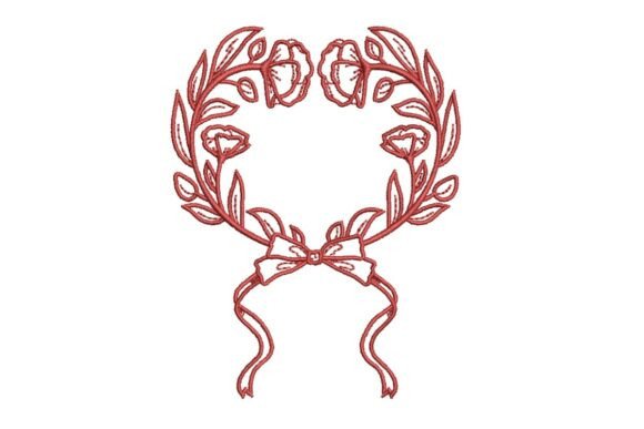 Red Poppy Bow Wreath: A Vintage-Inspired Embroidery Design for Real-World Projects